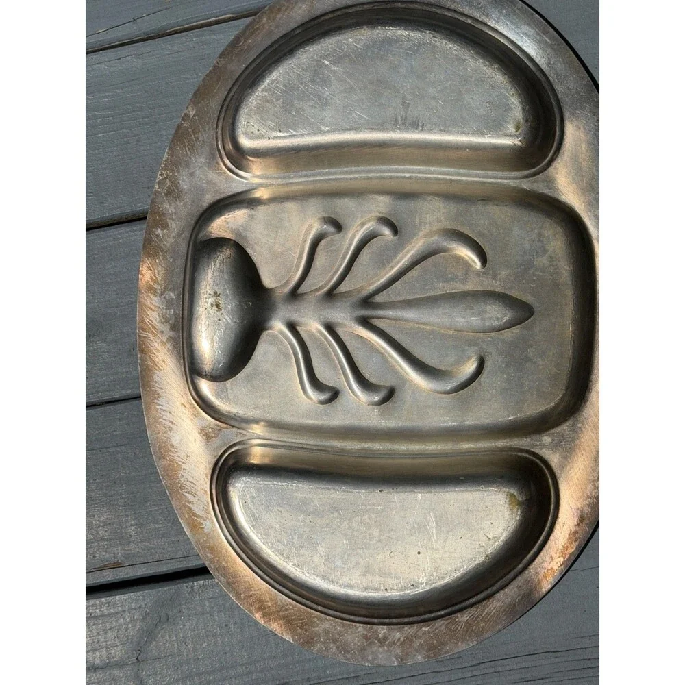 Vintage EPCA Bristol by Poole 86 Silver Plated Oval 3 Part Platter Tray Meat